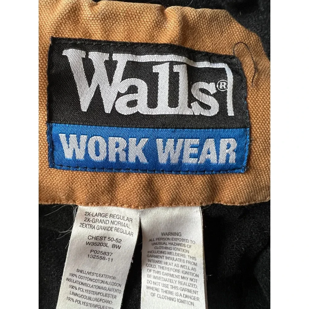 WALLS - Men's Heavyweight Duck Canvas Insulated Hooded Work Jacket- XX-Large 2XL